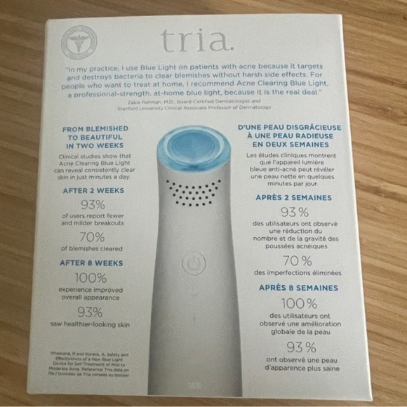 TRIA Positively Clear Acne Cleansing Blue Light New In Box - Picture 3 of 5